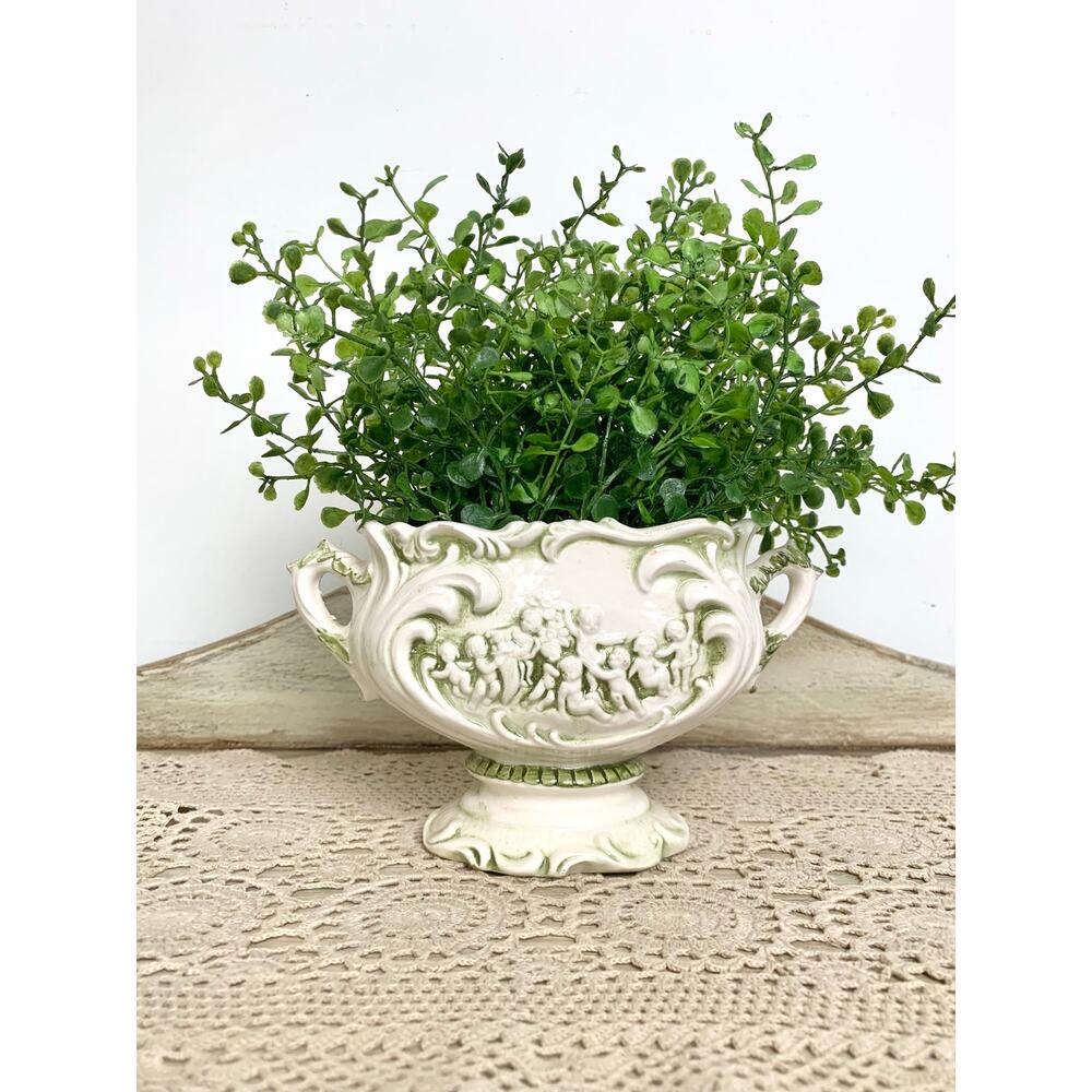 Vintage Relpo Pompei Cherub Vase Italian Style Ceramic Planter Romantic Cottage